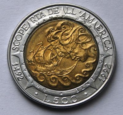 Лот: 3126412. Фото: 1. Сан-Марино. 500 лир 1992 г. 500... Европа