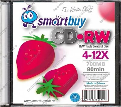 Лот: 12210707. Фото: 1. Диск CD-RW Smartbuy 80min 4-12x... CD, DVD, BluRay