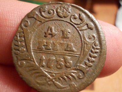 Лот: 15595616. Фото: 1. Комрлексная Денга 1735 года. Прыгающая... Россия до 1917 года