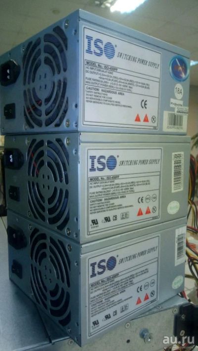 Лот: 13411842. Фото: 1. 3 блока питания ATX ISO-450PP... Корпуса, блоки питания