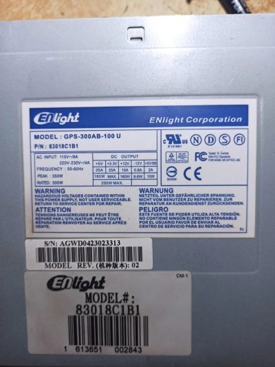 Лот: 16771613. Фото: 1. Блок 300W 20 pin, нерабочий. Корпуса, блоки питания
