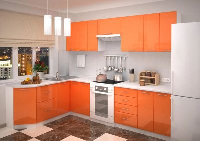 Лот: 10086474. Фото: 1. Кухня "Валерия-М" оранжевый глянец... Кухонные гарнитуры