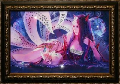 Лот: 21290929. Фото: 1. Картина Лисица с кристаллами Swarovski... Другое (сувениры, подарки)