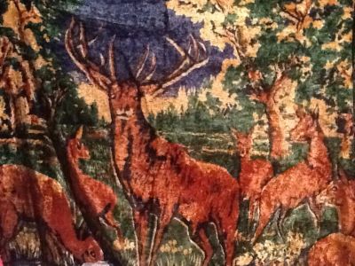 Лот: 10739542. Фото: 1. Ковер плюшевый с оленями, СССР... Предметы интерьера и быта