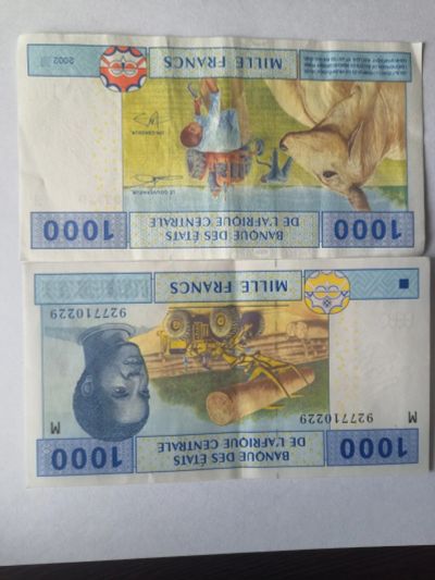 Лот: 17877339. Фото: 1. 1000 франков ЦАР. Африка