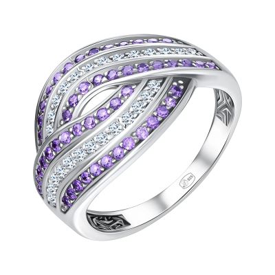 Лот: 23822735. Фото: 1. Серебряное кольцо с фианитами... Кольца, перстни