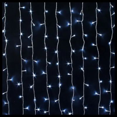 Лот: 2253071. Фото: 1. 300 LED гирлянда "штора" белая... Гирлянды, шарики, новогодние аксессуары