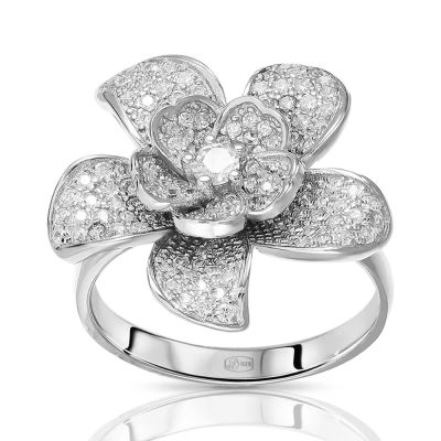 Лот: 23822699. Фото: 1. Кольцо из серебра с фианитами. Кольца, перстни