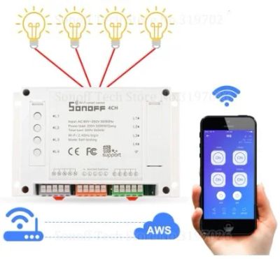 Лот: 16519146. Фото: 1. Itead Sonoff 4CH/4CH R3 Wifi смарт-переключатель. Реле, тумблеры, переключатели