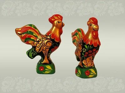Лот: 10555275. Фото: 1. Петух Хохлома 8,5 см Изделия народных... Фигурки, статуэтки