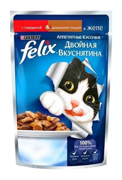 Лот: 15055586. Фото: 1. (Феликс) Говядина/Птица 85г влажный... Корма