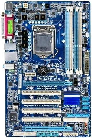 Лот: 16266426. Фото: 1. Gigabyte GA-P55-US3L (rev 2.1... Материнские платы