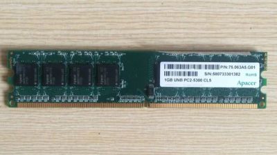 Лот: 7298870. Фото: 1. DDR2 Apacer 1GB UNB PC2-5300 CL5. Оперативная память