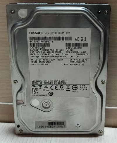 Лот: 19454539. Фото: 1. HDD 320 Гб, Sata, 7200 об/мин... Жёсткие диски (HDD)