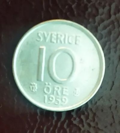 Лот: 19269585. Фото: 1. Швеция 10 эре 1959 KM# 823 серебро... Европа