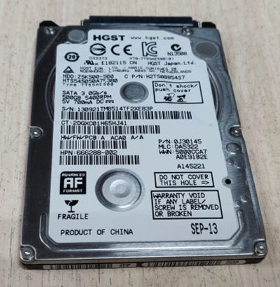 Лот: 20665851. Фото: 1. Жесткий диск HDD/2.5"/500 Гб/5400... Жёсткие диски (HDD)