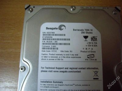 Лот: 1789891. Фото: 1. HDD 250 Gb IDE Seagate 7200.10. Жёсткие диски (HDD)