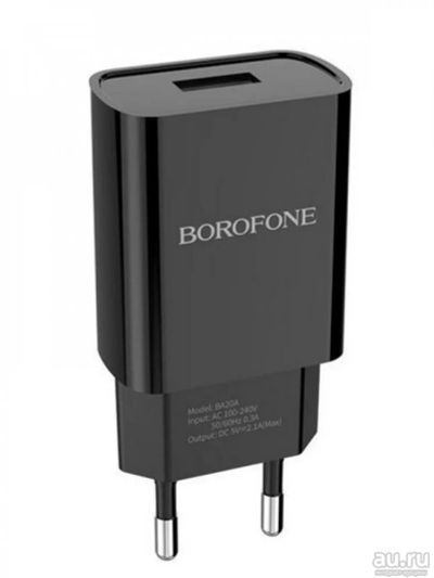Лот: 16528059. Фото: 1. СЗУ USB 2.1A Borofone BA20A черный... Зарядные устройства, блоки питания, адаптеры сетевые для смартфонов