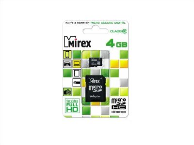 Лот: 9988286. Фото: 1. 4GB Карта памяти MicroSDHC MIREX... Карты памяти