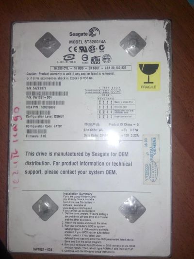 Лот: 3286612. Фото: 1. Sagate винт 20 Гб. Жёсткие диски (HDD)