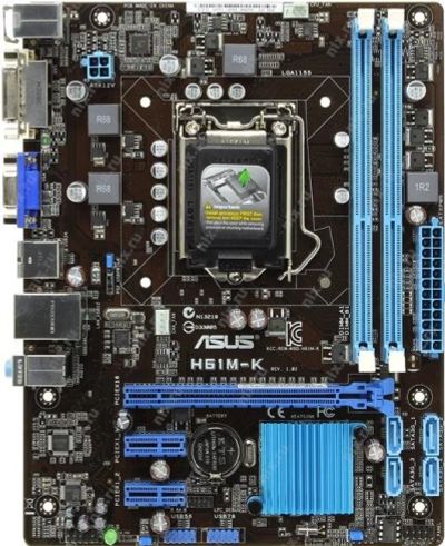 Лот: 12239872. Фото: 1. Asus H61M-K (H61 чипсет/ PCI Express... Материнские платы