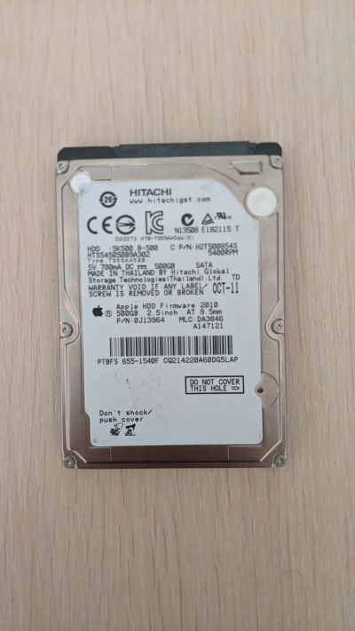 Лот: 17746004. Фото: 1. Жёсткий диск 500Гб 2.5" Hitachi... Жёсткие диски (HDD)