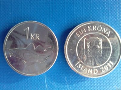 Лот: 13836973. Фото: 1. Монета Исландии 1 krona. Наборы монет