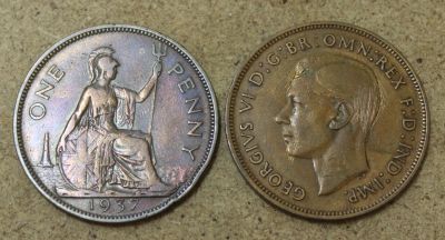Лот: 22493178. Фото: 1. Великобритания 1 пенни 1937 года... Великобритания и острова