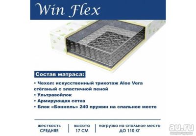Лот: 18039657. Фото: 1. Матрас ВинФлекс на зависимом пружинном... Матрасы