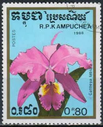 Лот: 21383123. Фото: 1. 1988. Камбоджа. Орхидеи. н.с... Марки