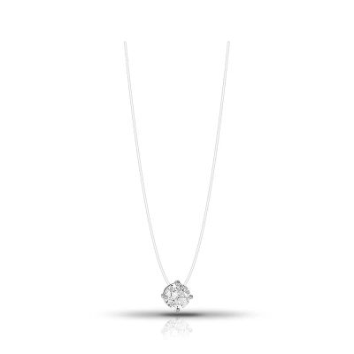 Лот: 23845878. Фото: 1. Серебряное колье на леске с фианитом... Цепочки