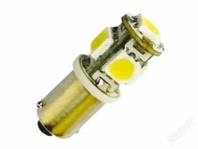 Лот: 1124983. Фото: 1. Светодиоды белые 2 шт.T8-W/5SMD. Детали тюнинга