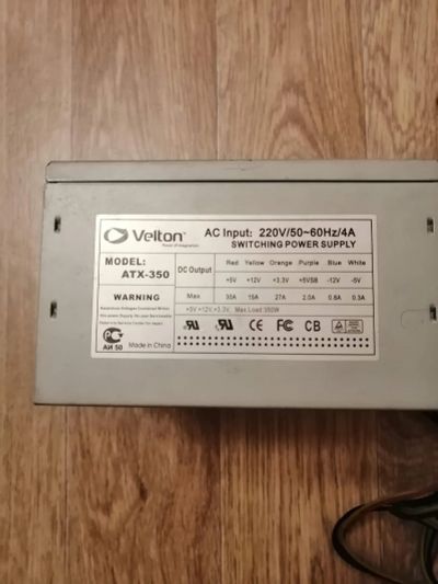 Лот: 15511010. Фото: 1. Блок питания Velton ATX-350. Корпуса, блоки питания