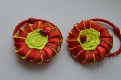 Лот: 2640609. Фото: 1. Резиночки "Божья коровка"!. Цветы из ткани