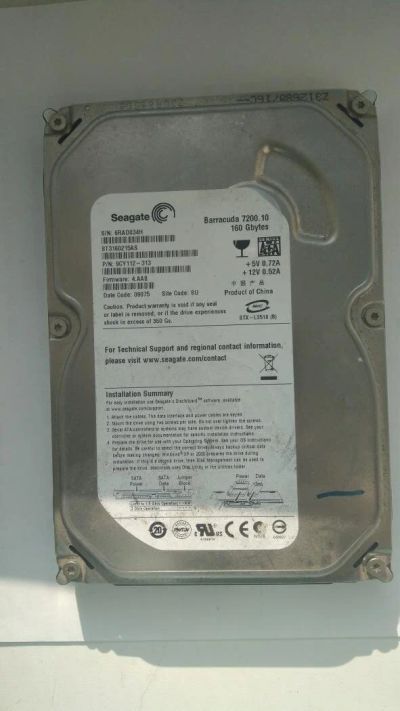 Лот: 10249171. Фото: 1. Seagate 160Gb. Нерабочий. Жёсткие диски (HDD)