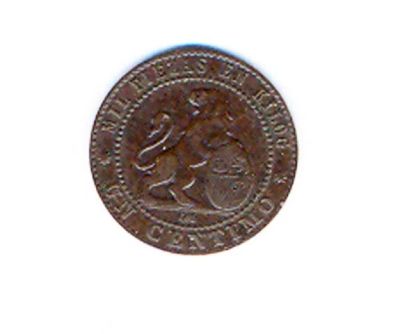 Лот: 6354967. Фото: 1. 1 сентимо 1870 Испания. Европа