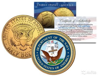 Лот: 8445387. Фото: 1. 50 центов США Эмблема ВМС. Америка