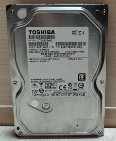 Лот: 19454552. Фото: 1. HDD 500 Гб, Toshiba Sata-3, 7200... Жёсткие диски (HDD)