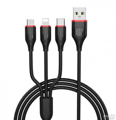 Лот: 16168669. Фото: 1. USB кабель 3 в 1 Lightning/ microUSB... Дата-кабели, переходники