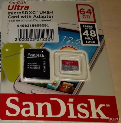 Лот: 9148378. Фото: 1. Sandisk Ultra 64Gb! С 1 рубля... Карты памяти