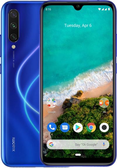 Лот: 14475410. Фото: 1. Xiaomi Mi A3 4/64GB Blue - новый... Смартфоны