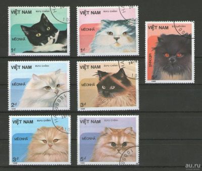 Лот: 13443361. Фото: 1. Полная серия "Фауна. Кошки" 1986... Марки