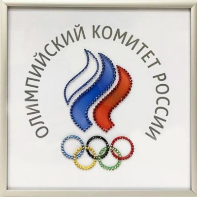 Лот: 21291136. Фото: 1. Картина Логотип Олимпиада белый... Флаги, гербы