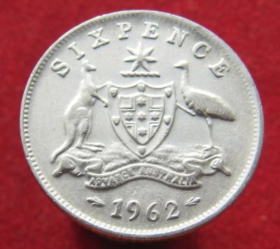 Лот: 17021273. Фото: 1. Серебро. Австралия 6 пенсов, 1962г... Австралия и Океания