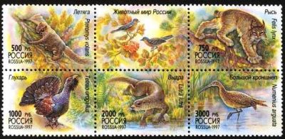 Лот: 15832029. Фото: 1. 1997, 10 июля. Животный мир России... Марки