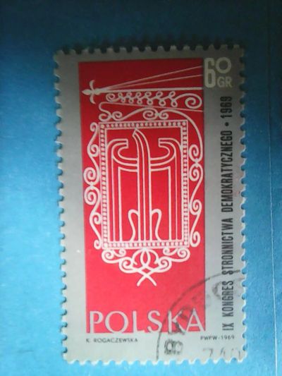 Лот: 9820177. Фото: 1. Польша 1969. IX Конгресс Демократических... Марки