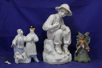 Лот: 19344754. Фото: 1. 3 Фарфоровые статуэтки под реставрацию... Фарфор, керамика