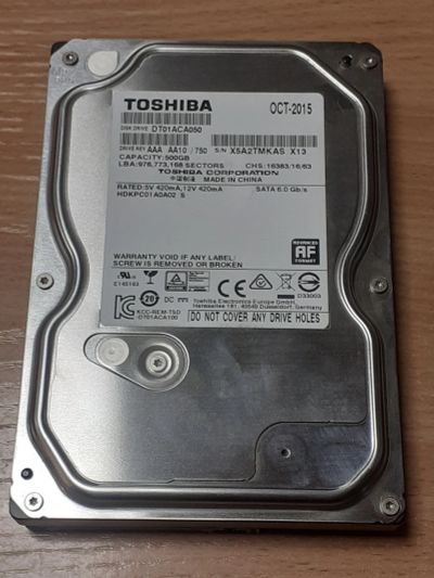 Лот: 21097182. Фото: 1. 500gb HDD Toshiba, для компьютера... Жёсткие диски
