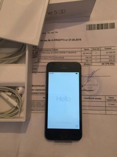 Лот: 7800900. Фото: 1. iphone 5s 16gb space gray a1457... Смартфоны