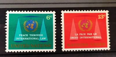Лот: 25776386. Фото: 1. ООН (Нью-Йорк) 1969 Мир через... Марки